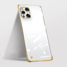 Carcasa Dura Cristal Plastico Funda Rigida Transparente H01 para Oppo Find X3 Pro 5G Oro