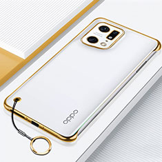 Carcasa Dura Cristal Plastico Funda Rigida Transparente H01 para Oppo Find X5 5G Oro