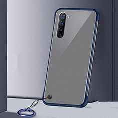 Carcasa Dura Cristal Plastico Funda Rigida Transparente H01 para Oppo Reno3 Azul