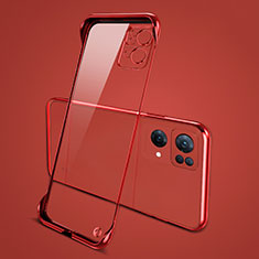 Carcasa Dura Cristal Plastico Funda Rigida Transparente H01 para Oppo Reno7 Pro 5G Rojo