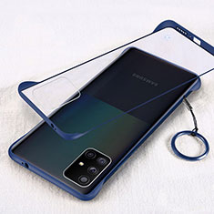 Carcasa Dura Cristal Plastico Funda Rigida Transparente H01 para Samsung Galaxy A71 5G Azul