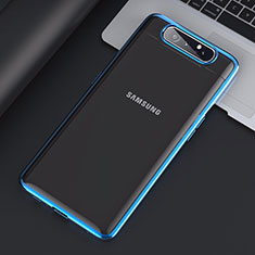 Carcasa Dura Cristal Plastico Funda Rigida Transparente H01 para Samsung Galaxy A90 4G Azul
