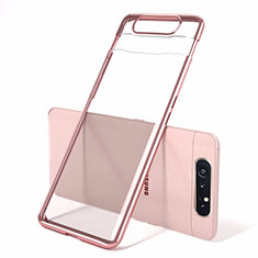 Carcasa Dura Cristal Plastico Funda Rigida Transparente H01 para Samsung Galaxy A90 4G Oro Rosa