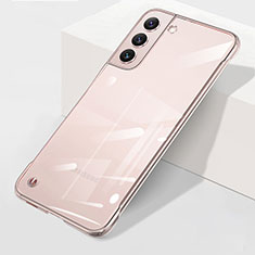 Carcasa Dura Cristal Plastico Funda Rigida Transparente H01 para Samsung Galaxy S21 5G Oro Rosa