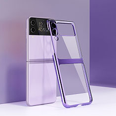 Carcasa Dura Cristal Plastico Funda Rigida Transparente H01 para Samsung Galaxy Z Flip3 5G Morado