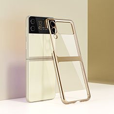 Carcasa Dura Cristal Plastico Funda Rigida Transparente H01 para Samsung Galaxy Z Flip3 5G Oro