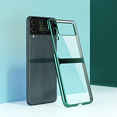 Carcasa Dura Cristal Plastico Funda Rigida Transparente H01 para Samsung Galaxy Z Flip3 5G Verde