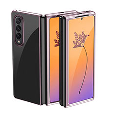 Carcasa Dura Cristal Plastico Funda Rigida Transparente H01 para Samsung Galaxy Z Fold4 5G Oro Rosa
