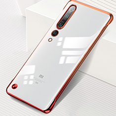 Carcasa Dura Cristal Plastico Funda Rigida Transparente H01 para Xiaomi Mi 10 Pro Rojo