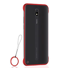 Carcasa Dura Cristal Plastico Funda Rigida Transparente H01 para Xiaomi Redmi 8A Rojo