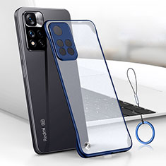 Carcasa Dura Cristal Plastico Funda Rigida Transparente H01 para Xiaomi Redmi Note 11S 5G Azul