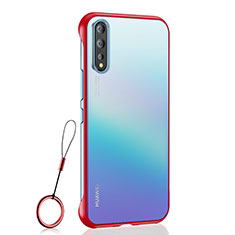 Carcasa Dura Cristal Plastico Funda Rigida Transparente H02 para Huawei Enjoy 10S Rojo