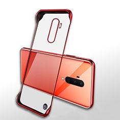 Carcasa Dura Cristal Plastico Funda Rigida Transparente H02 para OnePlus 7T Pro 5G Rojo