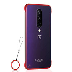 Carcasa Dura Cristal Plastico Funda Rigida Transparente H02 para OnePlus 8 Rojo