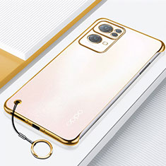 Carcasa Dura Cristal Plastico Funda Rigida Transparente H02 para Oppo Reno7 Pro 5G Oro