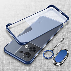 Carcasa Dura Cristal Plastico Funda Rigida Transparente H02 para Oppo Reno9 5G Azul