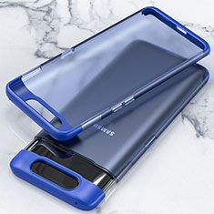 Carcasa Dura Cristal Plastico Funda Rigida Transparente H02 para Samsung Galaxy A90 4G Azul