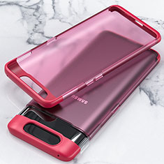 Carcasa Dura Cristal Plastico Funda Rigida Transparente H02 para Samsung Galaxy A90 4G Rojo