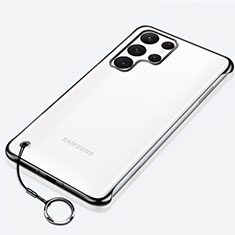 Carcasa Dura Cristal Plastico Funda Rigida Transparente H02 para Samsung Galaxy S22 Ultra 5G Negro