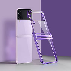 Carcasa Dura Cristal Plastico Funda Rigida Transparente H02 para Samsung Galaxy Z Flip3 5G Morado