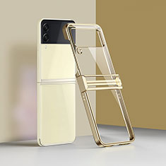 Carcasa Dura Cristal Plastico Funda Rigida Transparente H02 para Samsung Galaxy Z Flip3 5G Oro