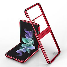 Carcasa Dura Cristal Plastico Funda Rigida Transparente H02 para Samsung Galaxy Z Flip4 5G Rojo