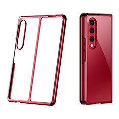 Carcasa Dura Cristal Plastico Funda Rigida Transparente H02 para Samsung Galaxy Z Fold3 5G Rojo
