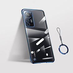 Carcasa Dura Cristal Plastico Funda Rigida Transparente H02 para Xiaomi Mi 12 5G Azul