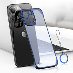 Carcasa Dura Cristal Plastico Funda Rigida Transparente H03 para Apple iPhone 15 Pro Max Azul