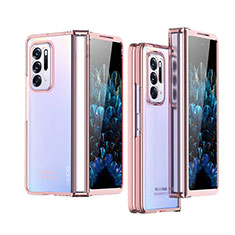 Carcasa Dura Cristal Plastico Funda Rigida Transparente H03 para Oppo Find N 5G Oro Rosa