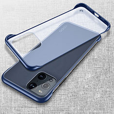 Carcasa Dura Cristal Plastico Funda Rigida Transparente H03 para Oppo Find X3 Pro 5G Azul