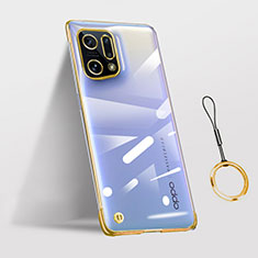 Carcasa Dura Cristal Plastico Funda Rigida Transparente H03 para Oppo Find X5 5G Oro