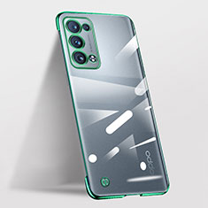 Carcasa Dura Cristal Plastico Funda Rigida Transparente H03 para Oppo Reno6 Pro+ Plus 5G Verde