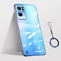 Carcasa Dura Cristal Plastico Funda Rigida Transparente H03 para Oppo Reno7 Pro 5G Azul