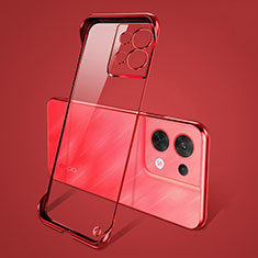 Carcasa Dura Cristal Plastico Funda Rigida Transparente H03 para Oppo Reno9 Pro+ Plus 5G Rojo