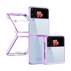 Carcasa Dura Cristal Plastico Funda Rigida Transparente H03 para Samsung Galaxy Z Flip4 5G Morado