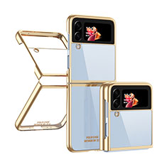 Carcasa Dura Cristal Plastico Funda Rigida Transparente H03 para Samsung Galaxy Z Flip4 5G Oro