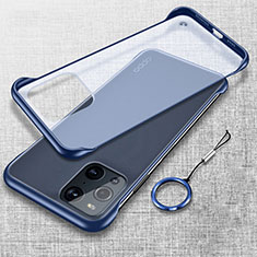 Carcasa Dura Cristal Plastico Funda Rigida Transparente H04 para Oppo Find X3 5G Azul