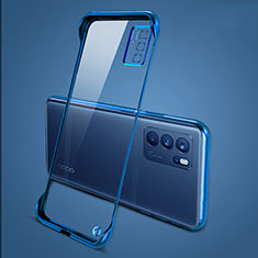 Carcasa Dura Cristal Plastico Funda Rigida Transparente H04 para Oppo Reno6 5G Azul