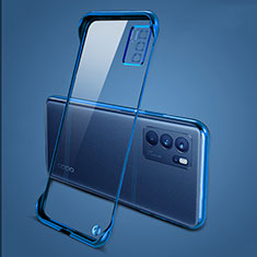 Carcasa Dura Cristal Plastico Funda Rigida Transparente H04 para Oppo Reno6 Pro 5G India Azul