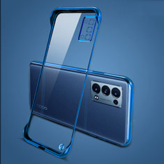 Carcasa Dura Cristal Plastico Funda Rigida Transparente H04 para Oppo Reno6 Pro+ Plus 5G Azul