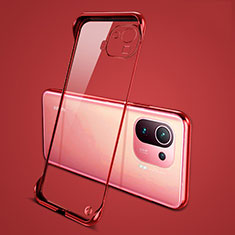 Carcasa Dura Cristal Plastico Funda Rigida Transparente H04 para Xiaomi Mi 11 Pro 5G Rojo