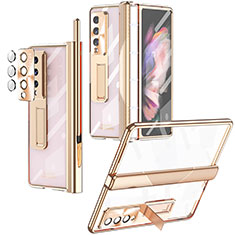 Carcasa Dura Cristal Plastico Funda Rigida Transparente H05 para Samsung Galaxy Z Fold3 5G Oro