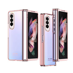 Carcasa Dura Cristal Plastico Funda Rigida Transparente H06 para Samsung Galaxy Z Fold3 5G Oro Rosa