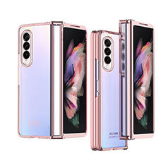 Carcasa Dura Cristal Plastico Funda Rigida Transparente H06 para Samsung Galaxy Z Fold4 5G Oro Rosa