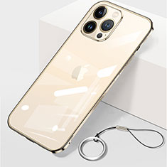 Carcasa Dura Cristal Plastico Funda Rigida Transparente H09 para Apple iPhone 13 Pro Max Oro