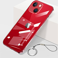 Carcasa Dura Cristal Plastico Funda Rigida Transparente H09 para Apple iPhone 13 Rojo