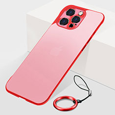 Carcasa Dura Cristal Plastico Funda Rigida Transparente H10 para Apple iPhone 13 Pro Rojo