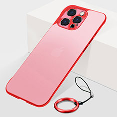 Carcasa Dura Cristal Plastico Funda Rigida Transparente H10 para Apple iPhone 14 Pro Max Rojo