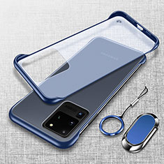Carcasa Dura Cristal Plastico Funda Rigida Transparente JS1 para Samsung Galaxy S20 Ultra 5G Azul